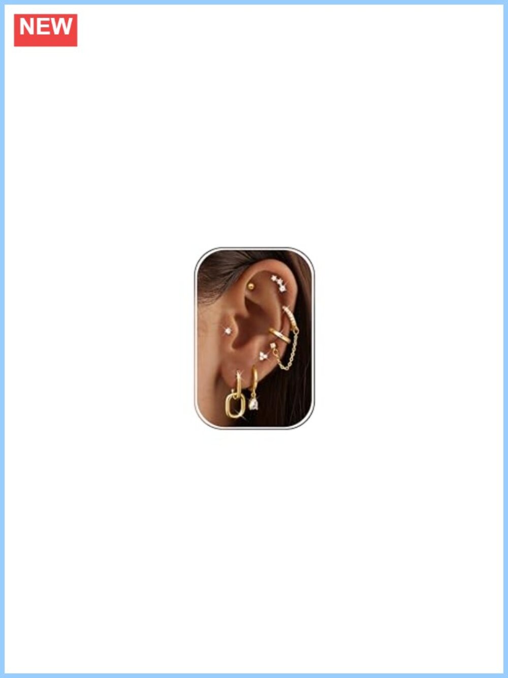 hypoallergenic 14k gold plated hoop earring stacks 8 pairs